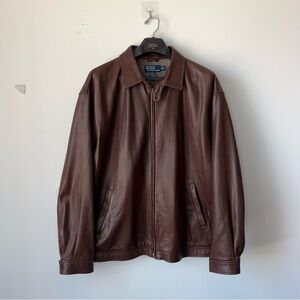 Vintage Polo Ralph Lauren 100% Leather Jacket Men’s XXL Brown Buttery Soft Lamb